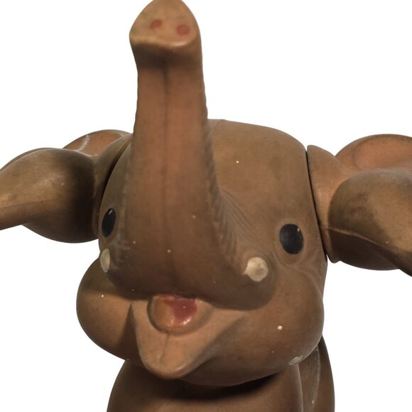 TUSKY the Elephant Rempel Toys Latex Rubber Vintage Brown Rubber Baby Ears Move - Picture 9 of 11